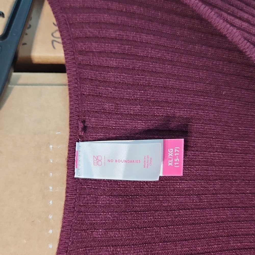 No Boundaries Ribbed Long Sleeve Stretchy XLARGE Plum Dress - Picture 4 of 6